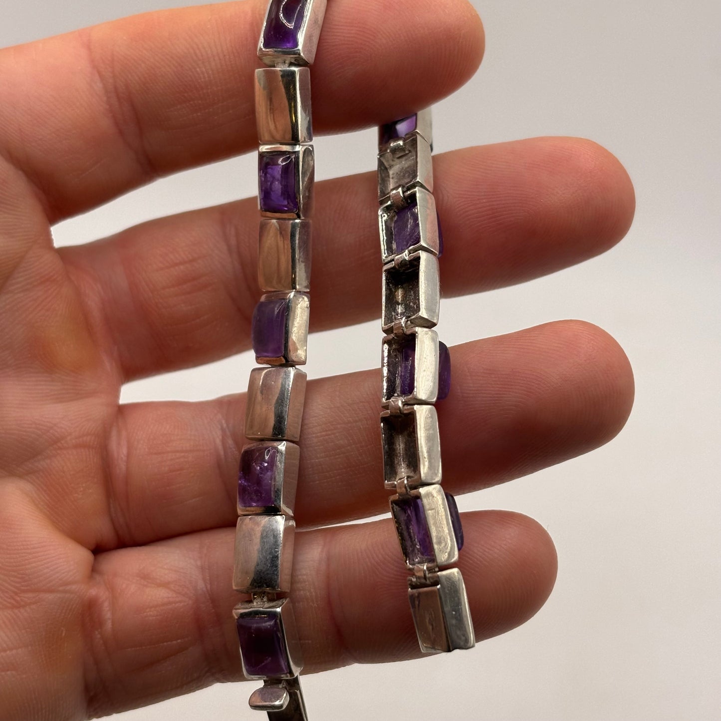 Silver 7” Amethyst Bracelet