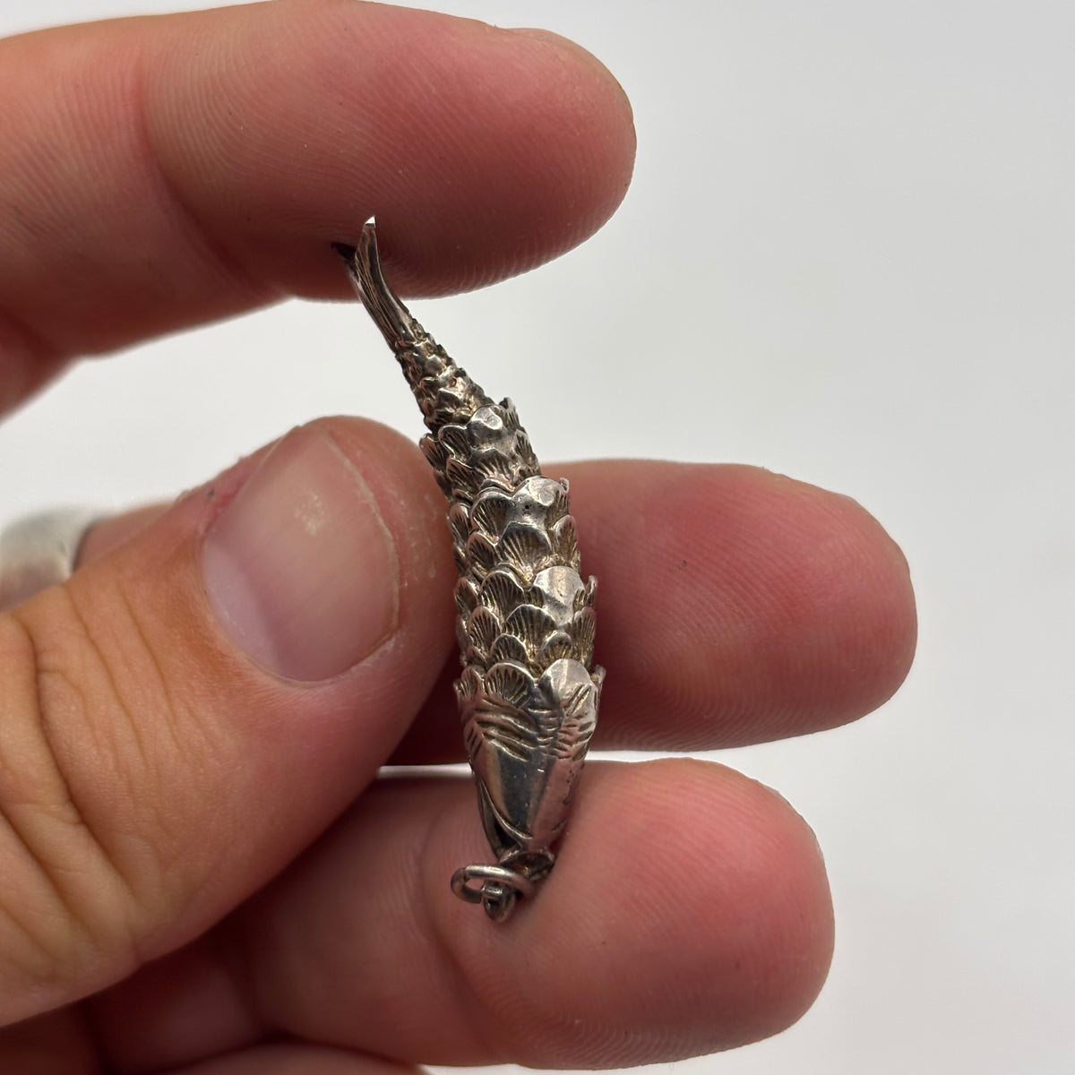 Silver Vintage Articulated Fish Pendant