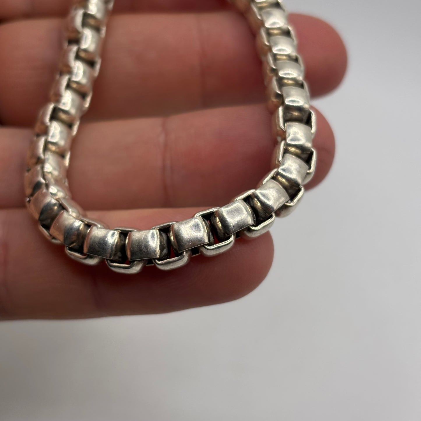 Silver 7.5” Heavy Box Link Bracelet