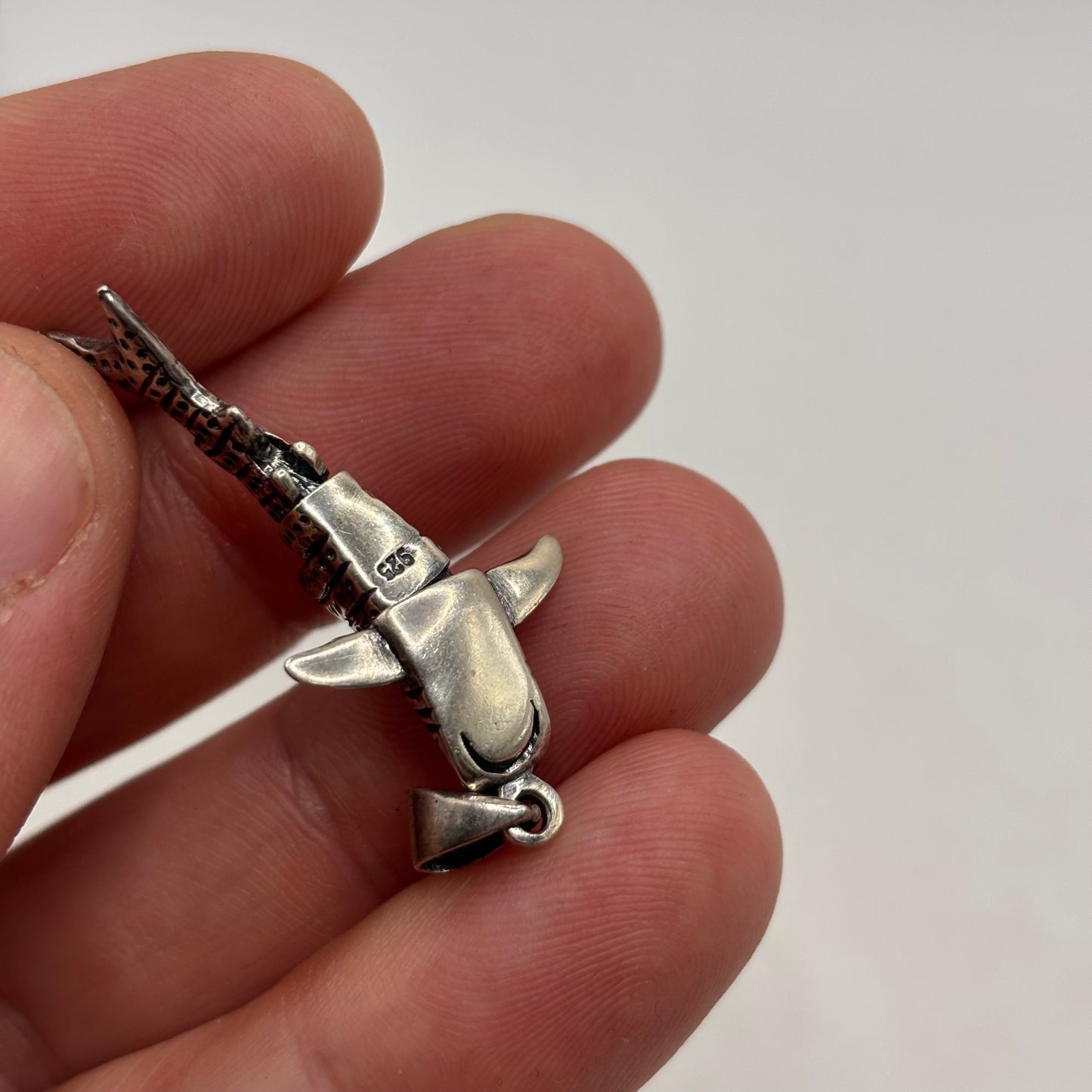 Silver Anatomical Shark Pendant