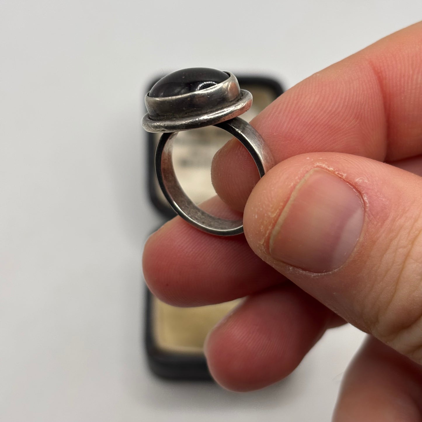 Silver Oval Garnet Ring