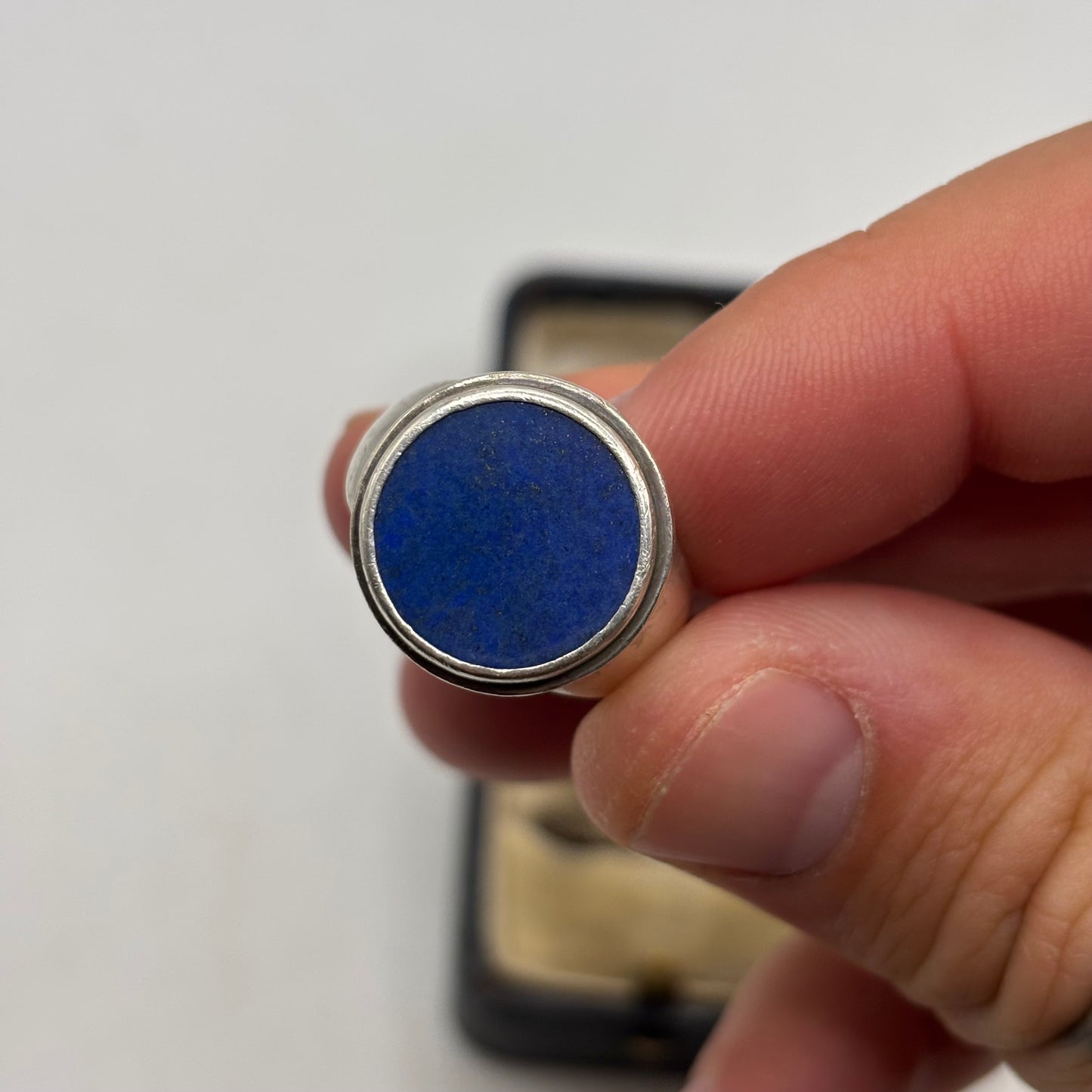 Silver Heavy Lapis Ring (O)
