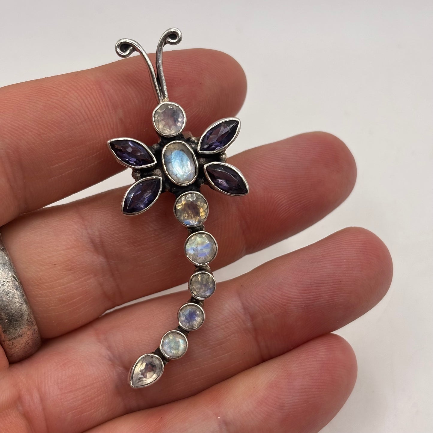 Silver Moonstone & Amethyst Pendant