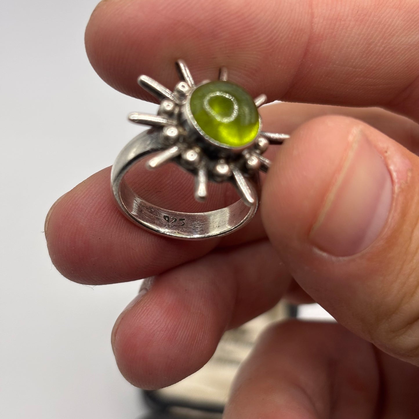 Silver Funky Peridot Ring (N)