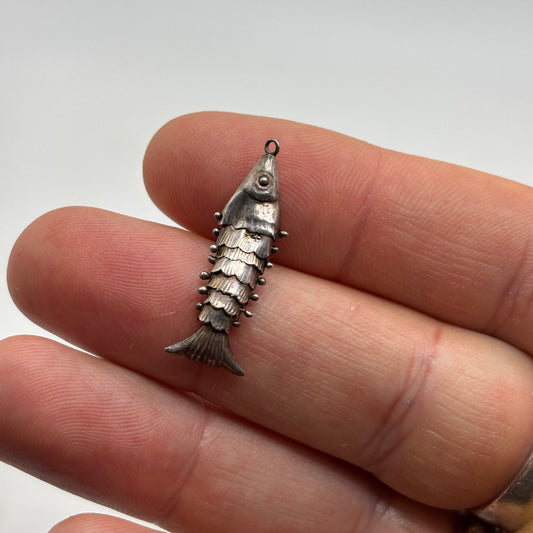 Silver Anatomical Fish Pendant