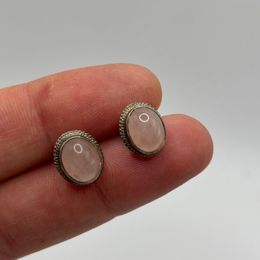 Silver Rose Quartz Earrings