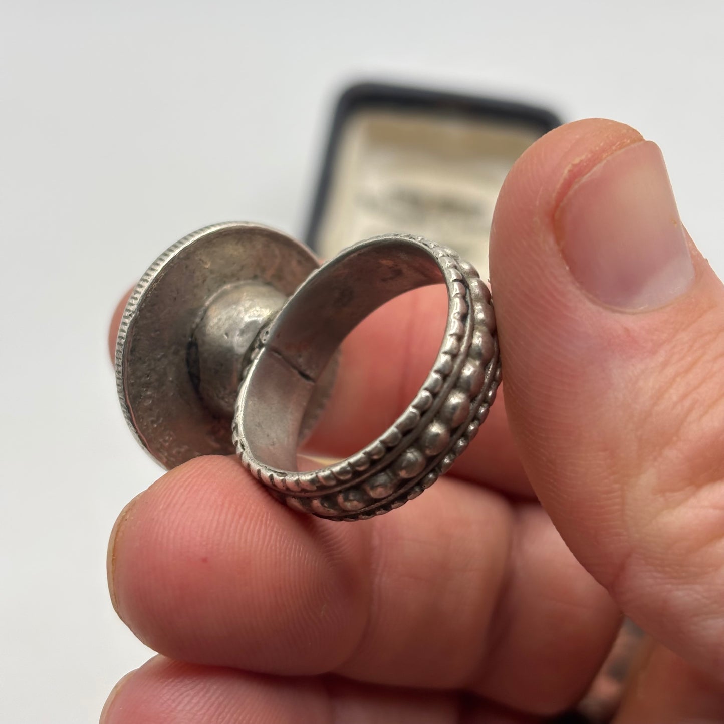 Silver Rare 1919 Half Rupee Coin Ring (T)