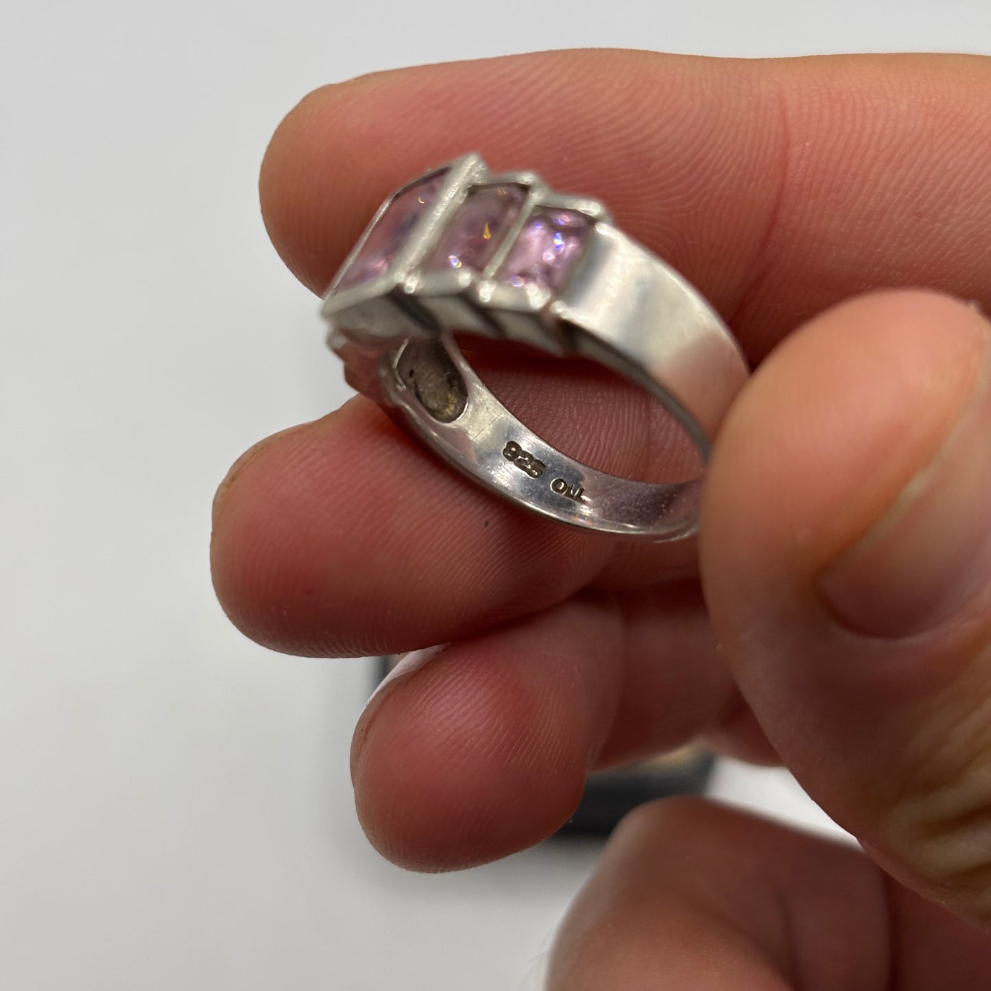 Silver Pink Cubic Zirconia Ring