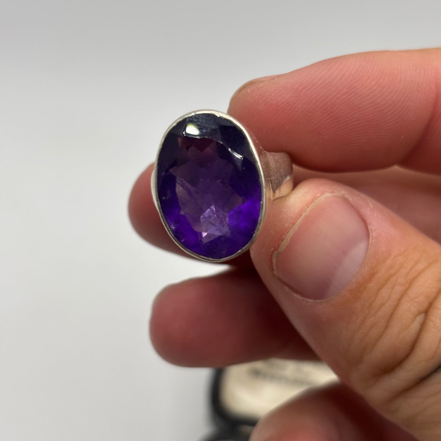 Silver Amethyst Chunky Ring (O)