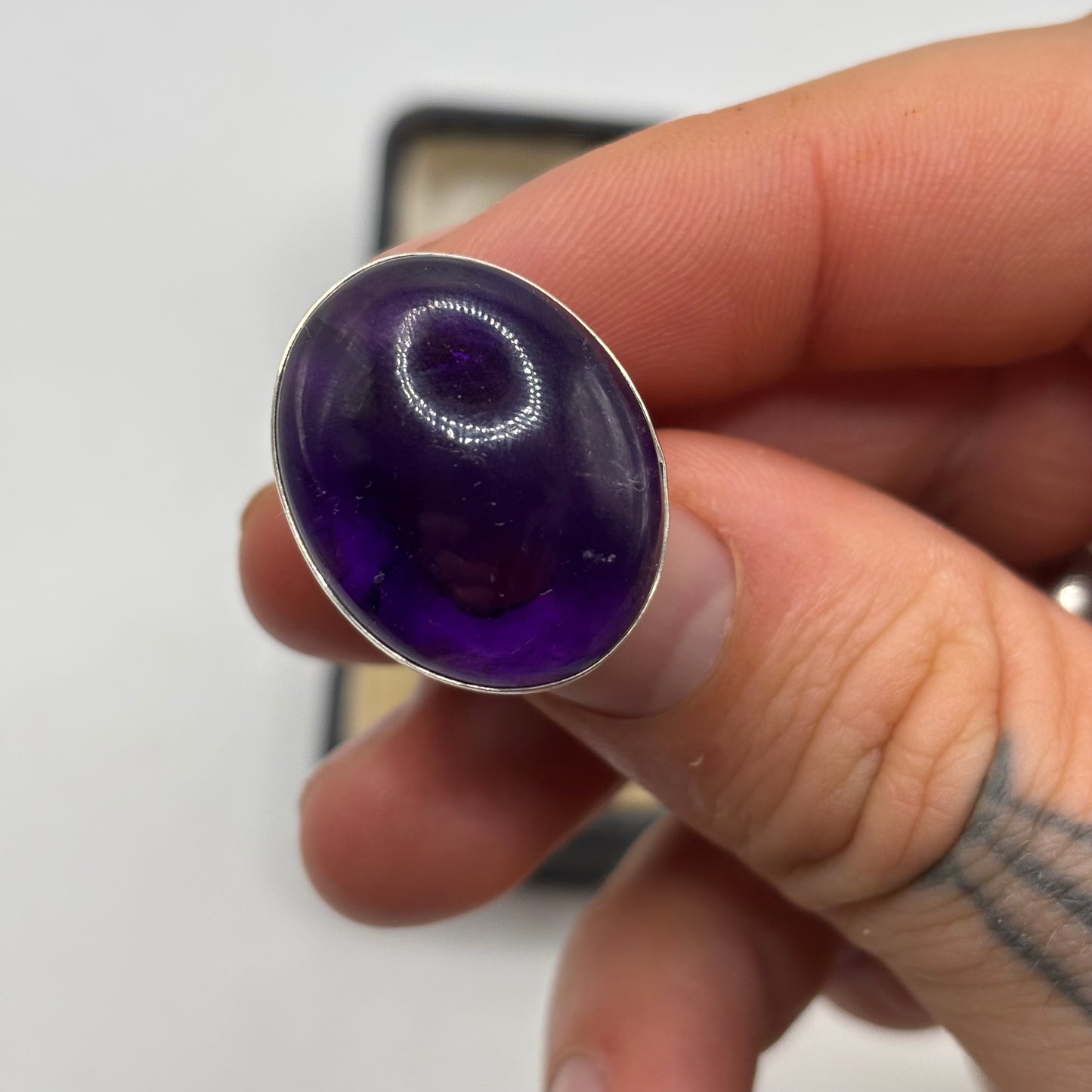 Silver Large Amethyst Ring