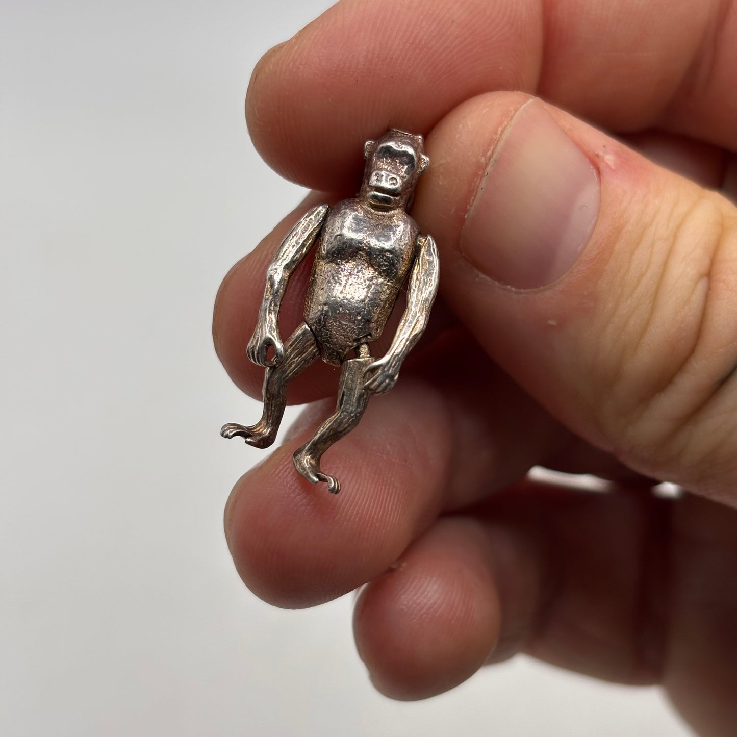 Silver Anatomical Monkey Pendant