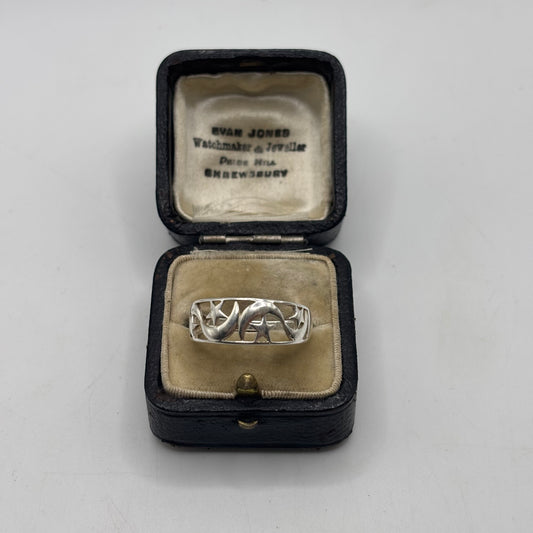 Silver Moon & Star Ring