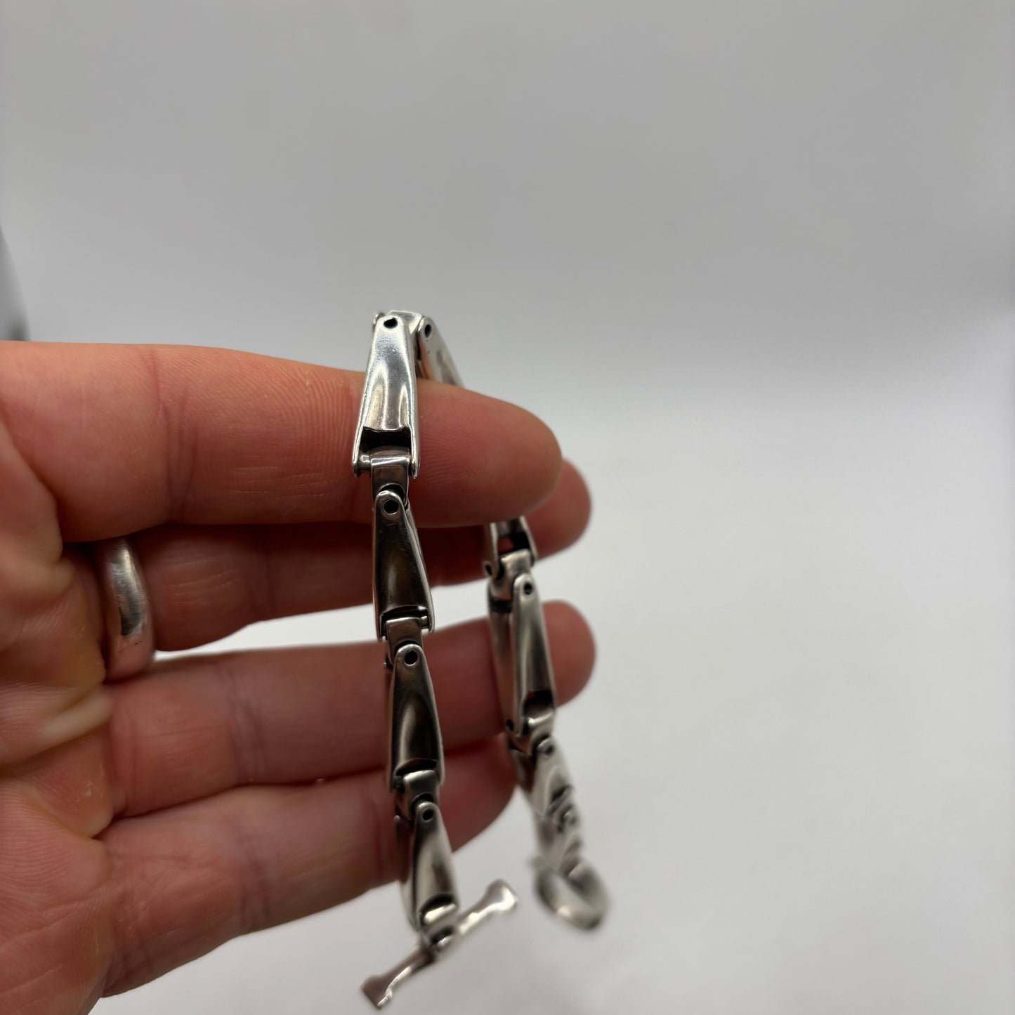 Silver 8.5” Heavy & Rare U-Joint Bracelet
