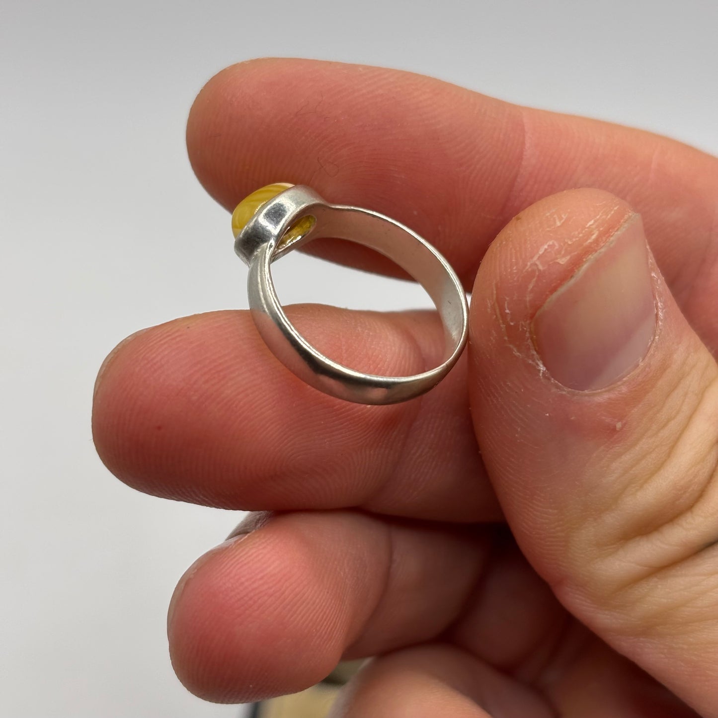 Silver Butterscotch Amber Ring