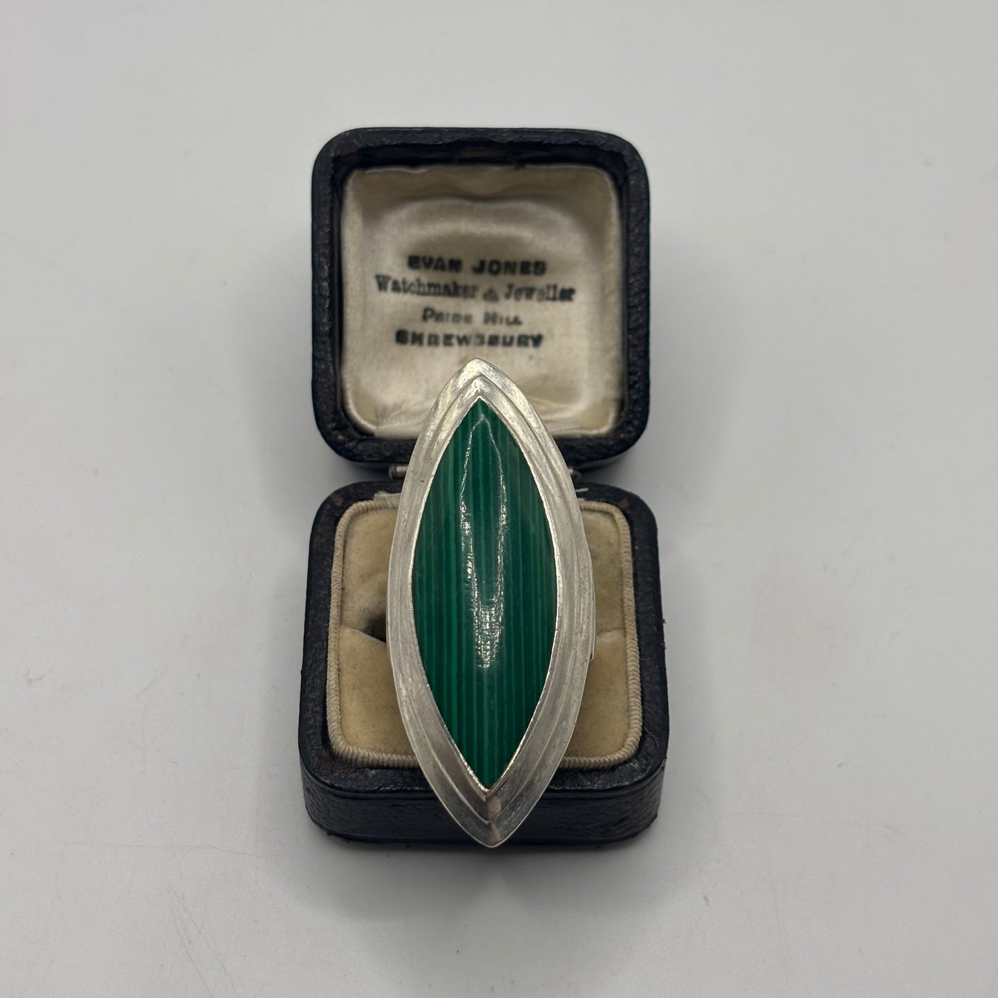 Silver Malachite Large Abstract Ring