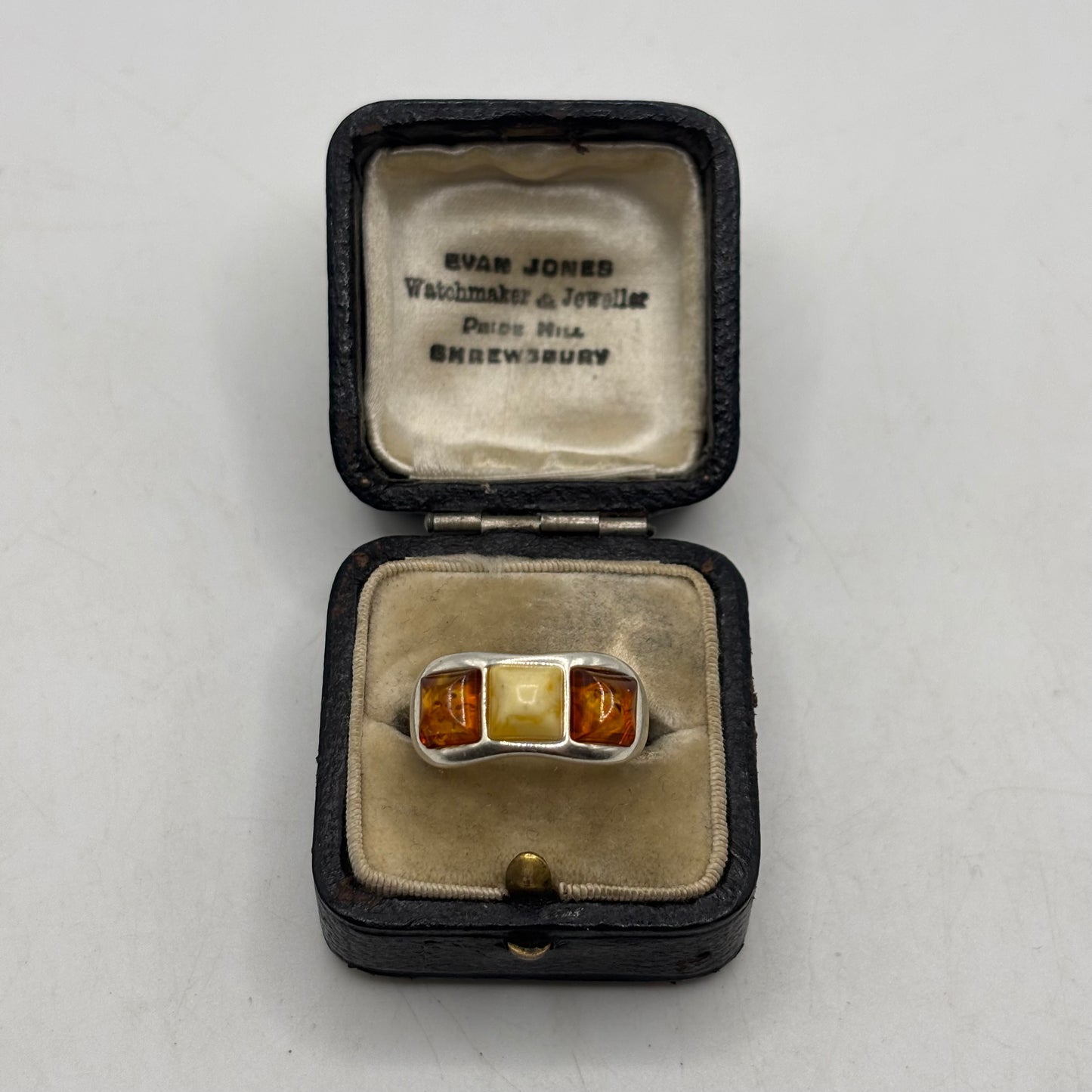 Silver Mixed Amber Ring (N)