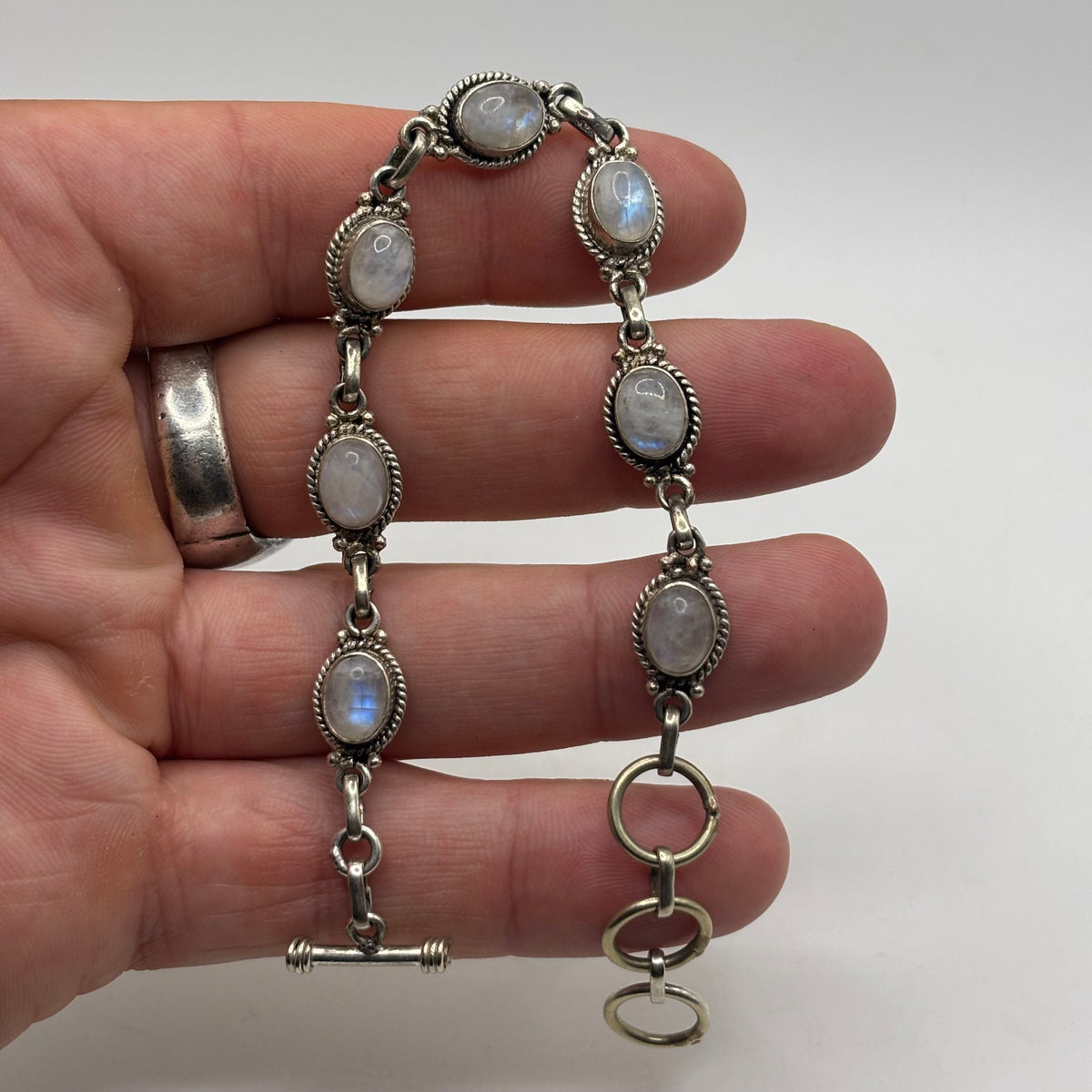 Silver 7”-8” Moonstone Bracelet