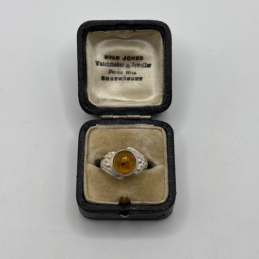 Silver Amber Ring