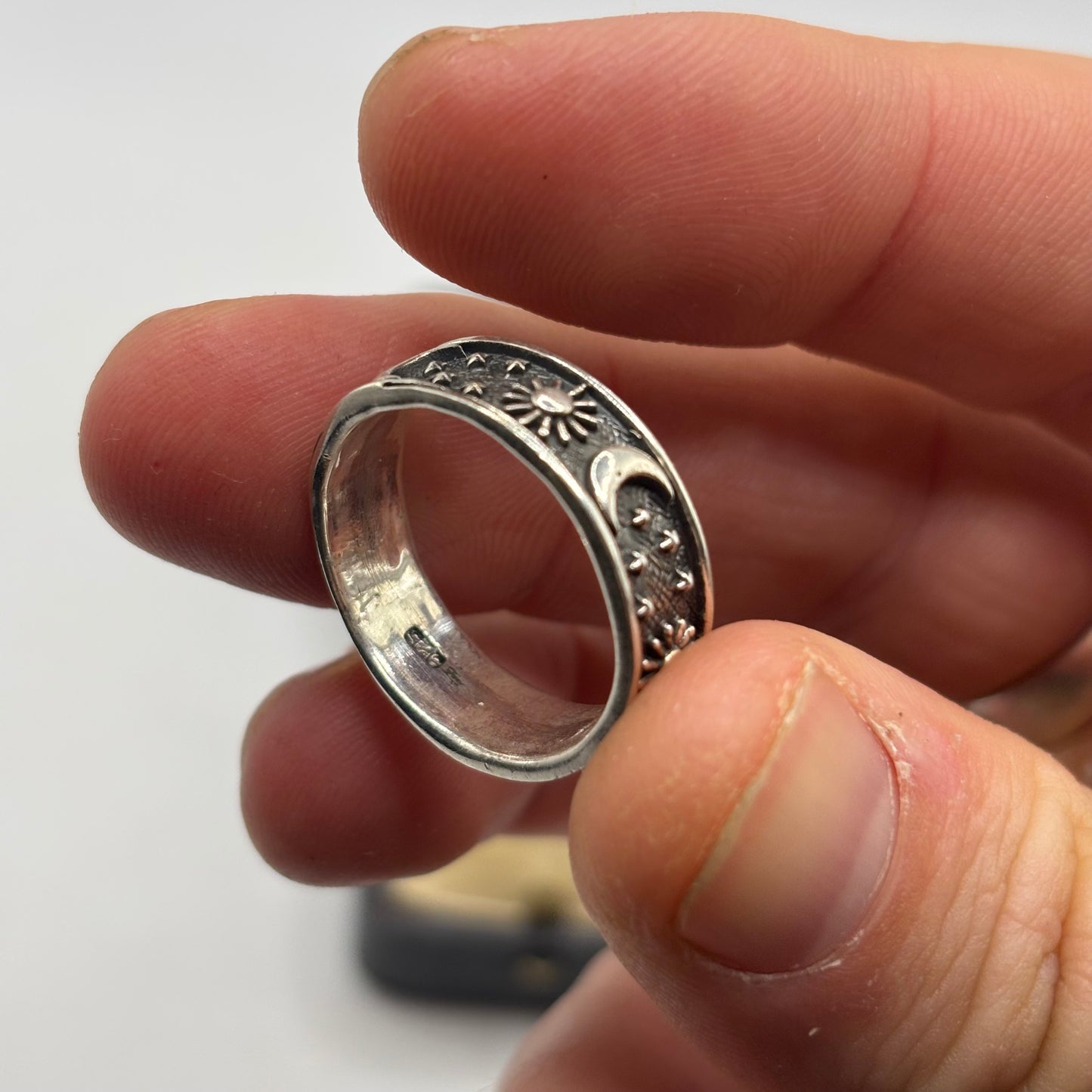 Silver Moon & Star Ring