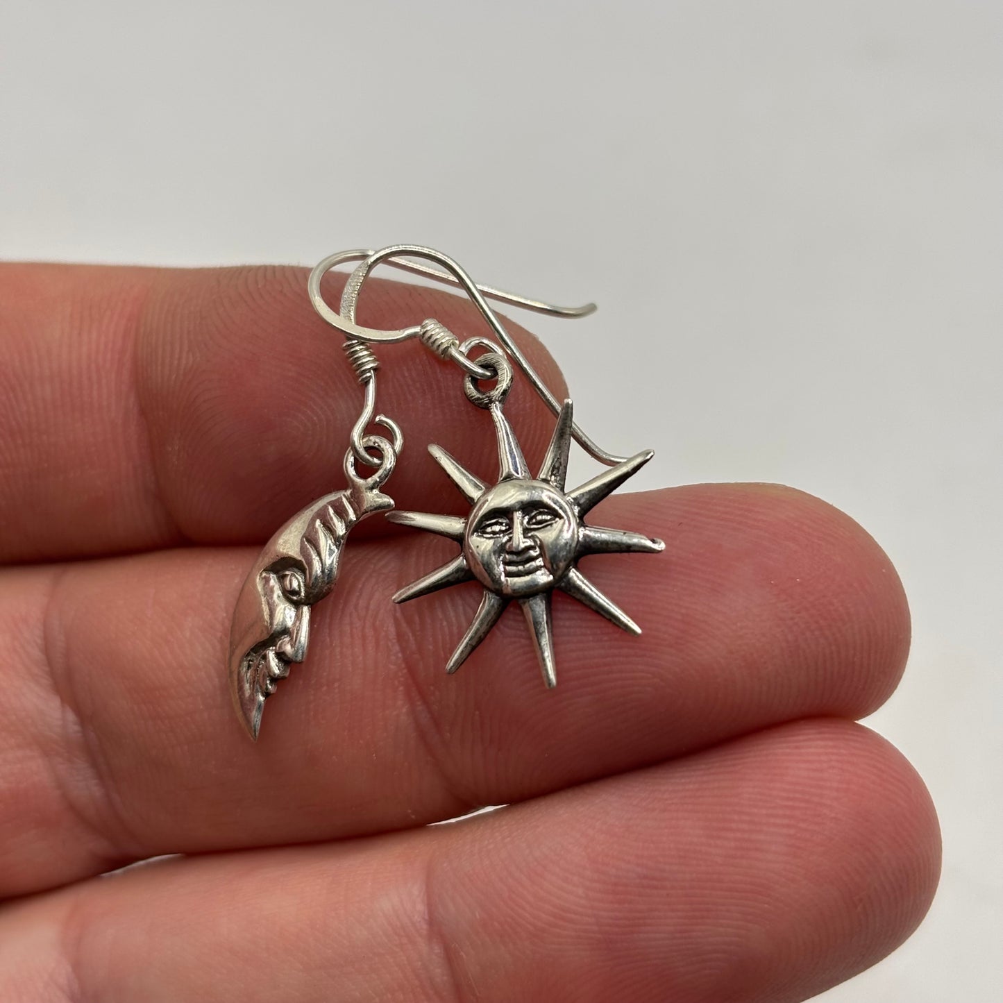 Silver Sun & Moon Earrings