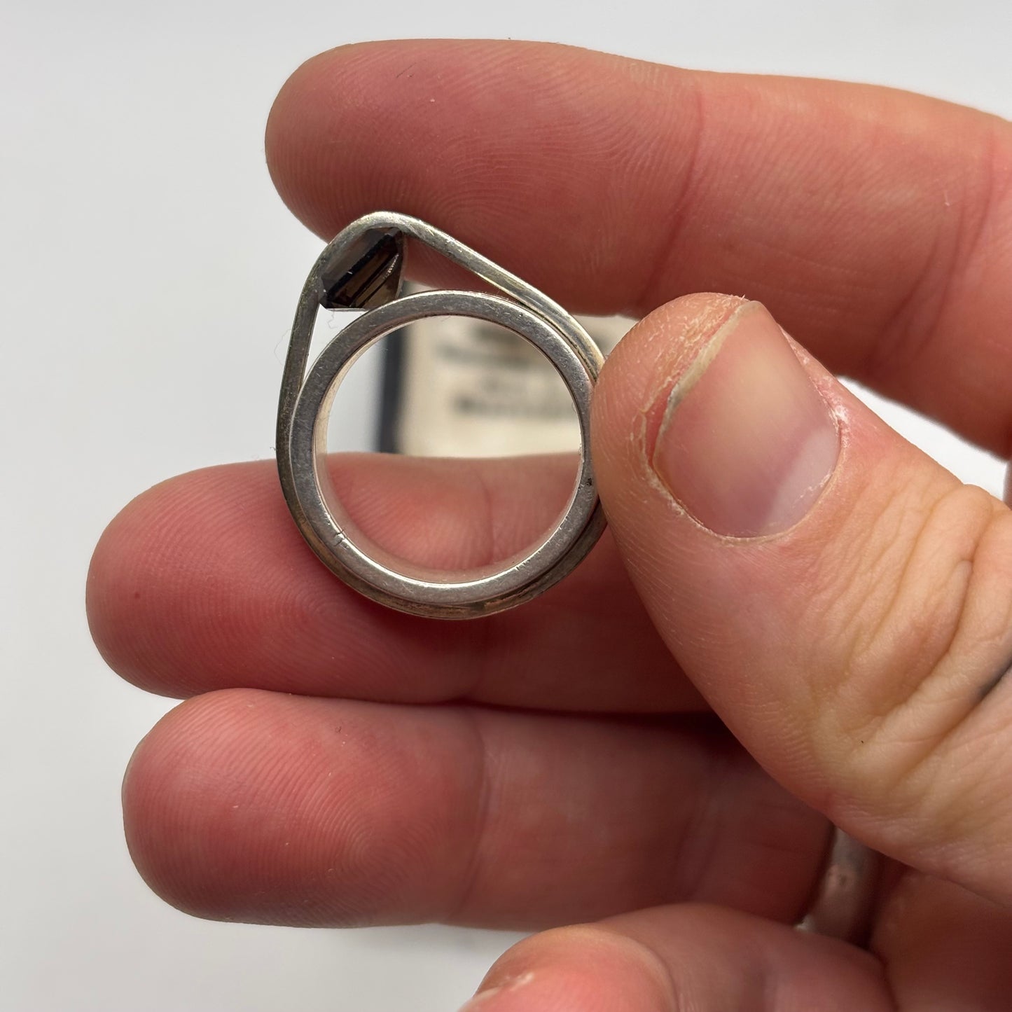 Silver Heavy Smokey Quartz Ring