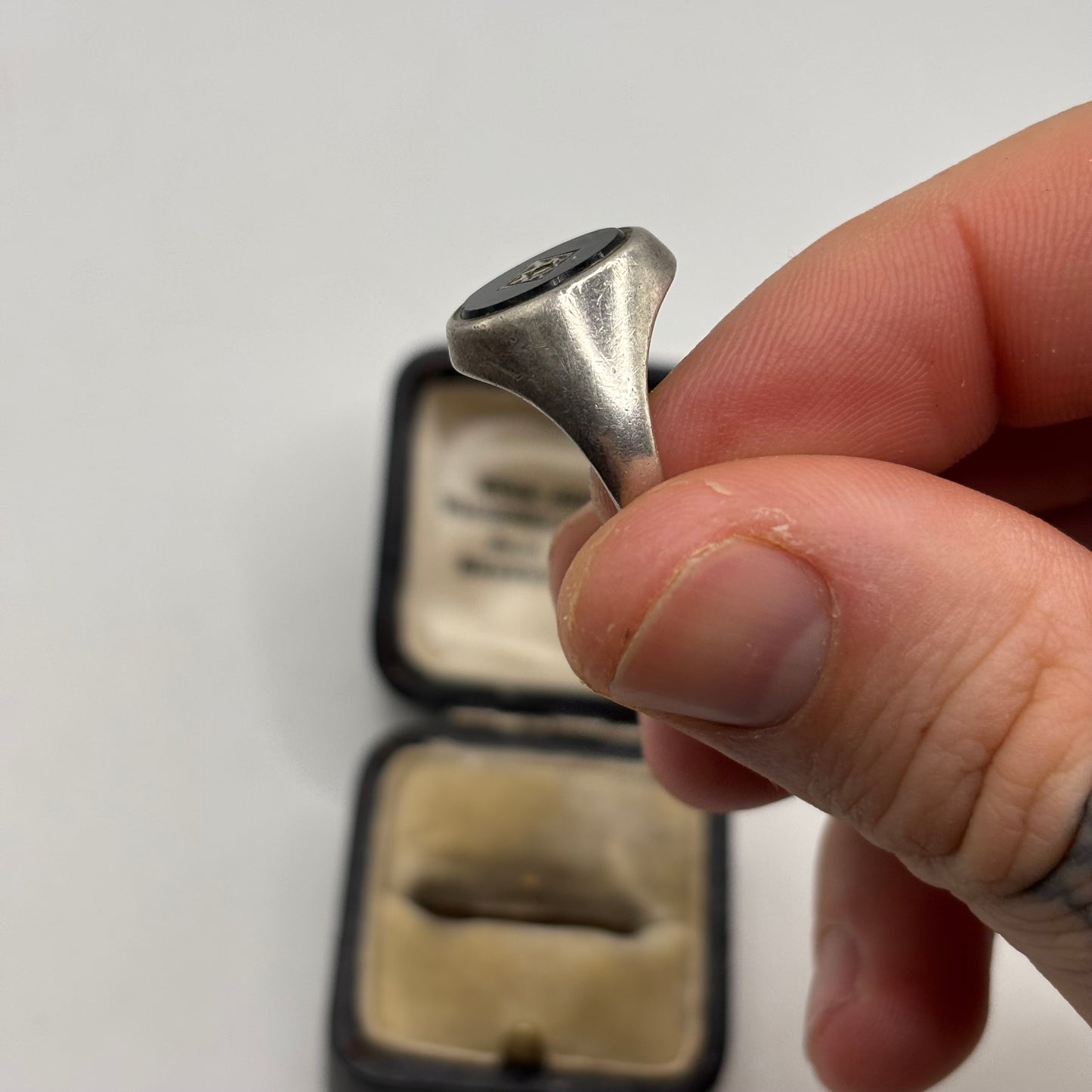 Silver Vintage Onyx CZ Signet Ring (P)