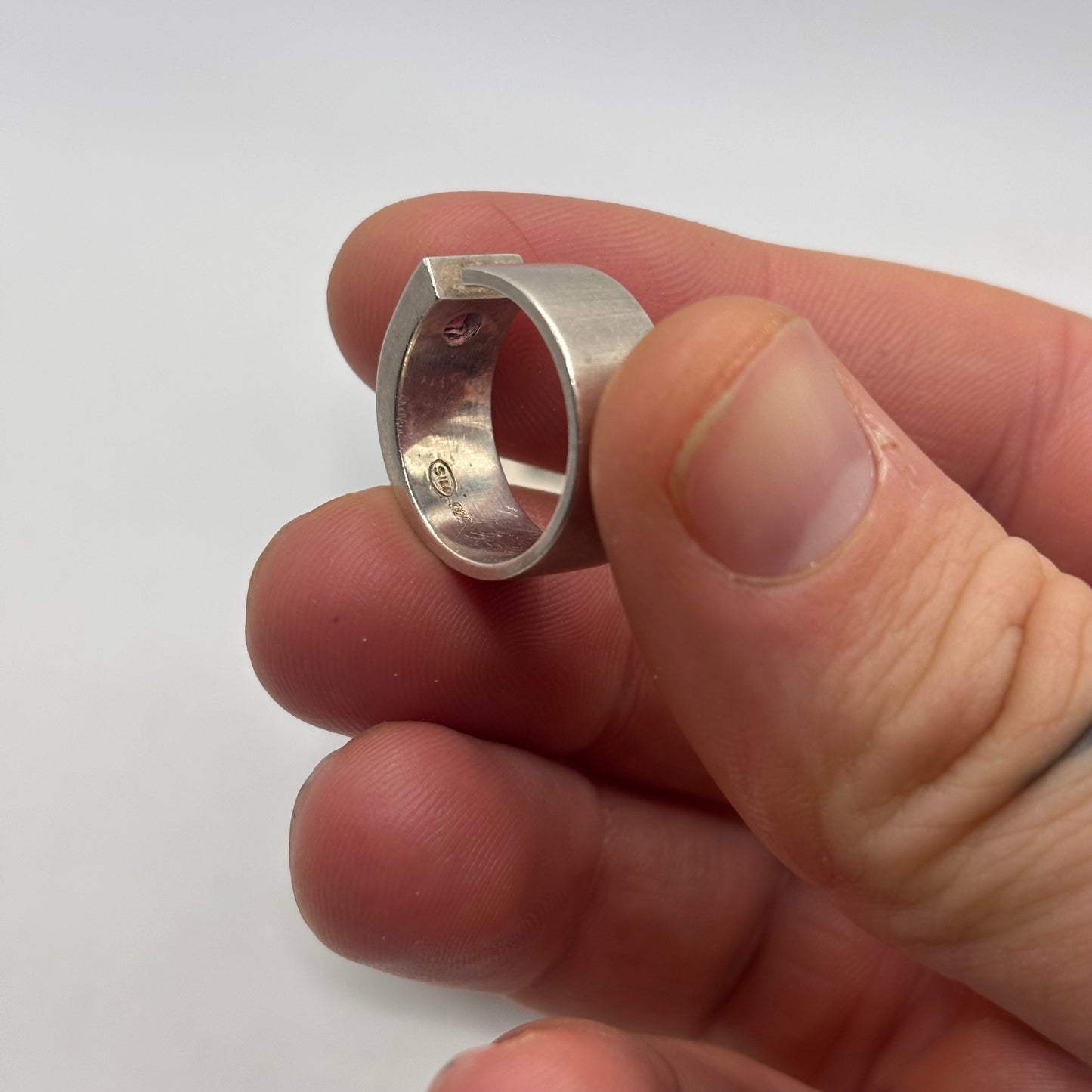 Silver Abstract Pink CZ Ring