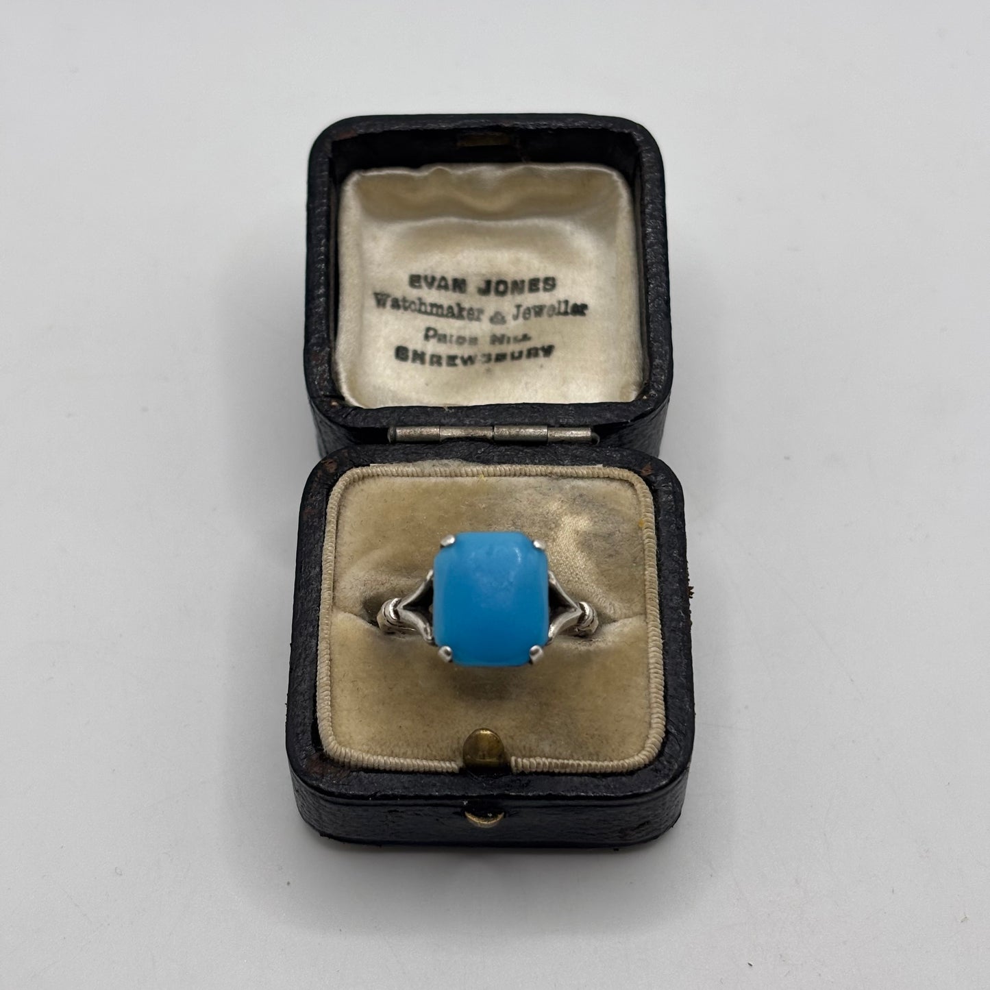 Silver Vintage Blue Glass Ring (P)