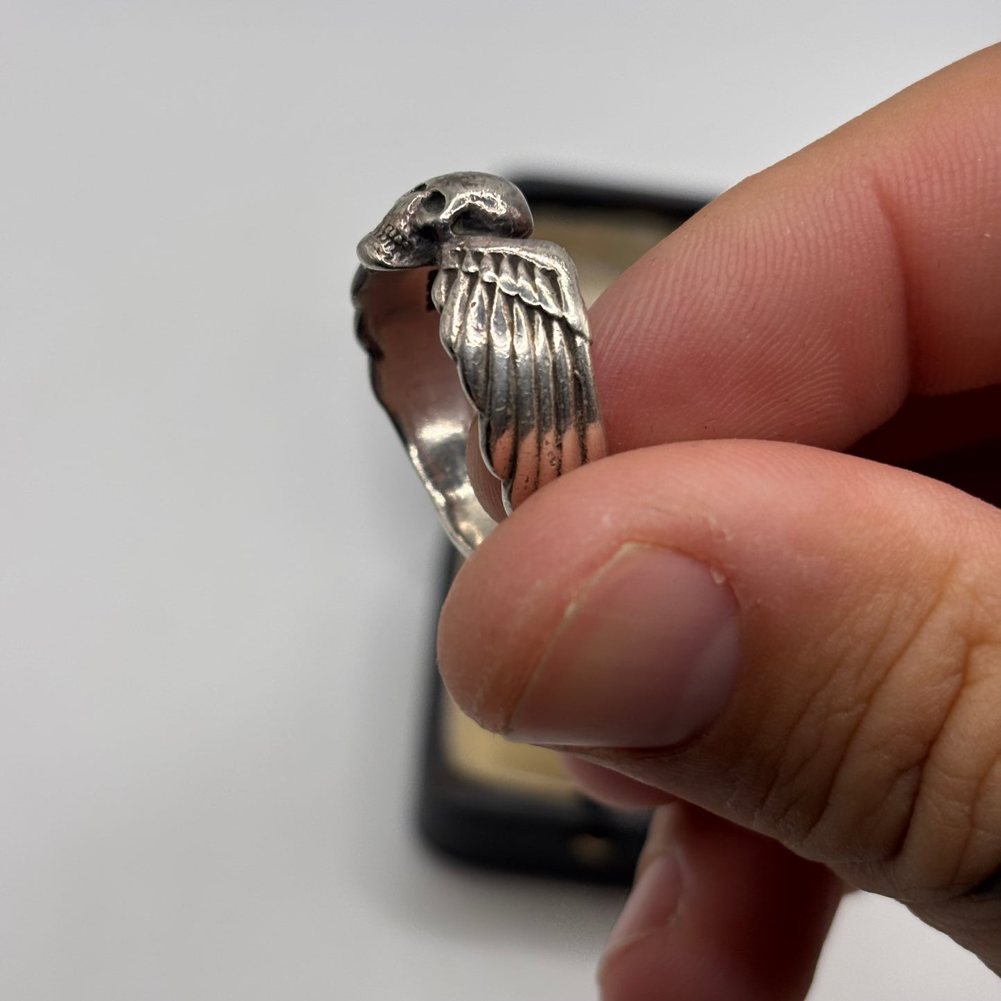 Silver Vintage The Great Frog Winged Skull Ring (S)