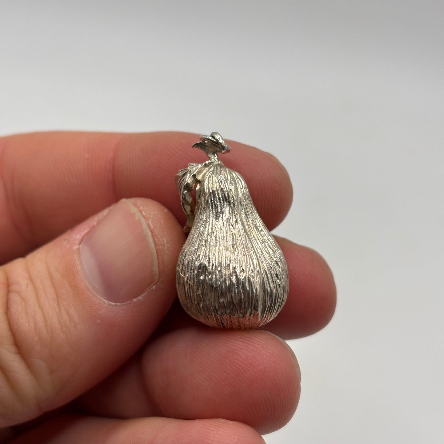 Silver Heavy Pear Pendant