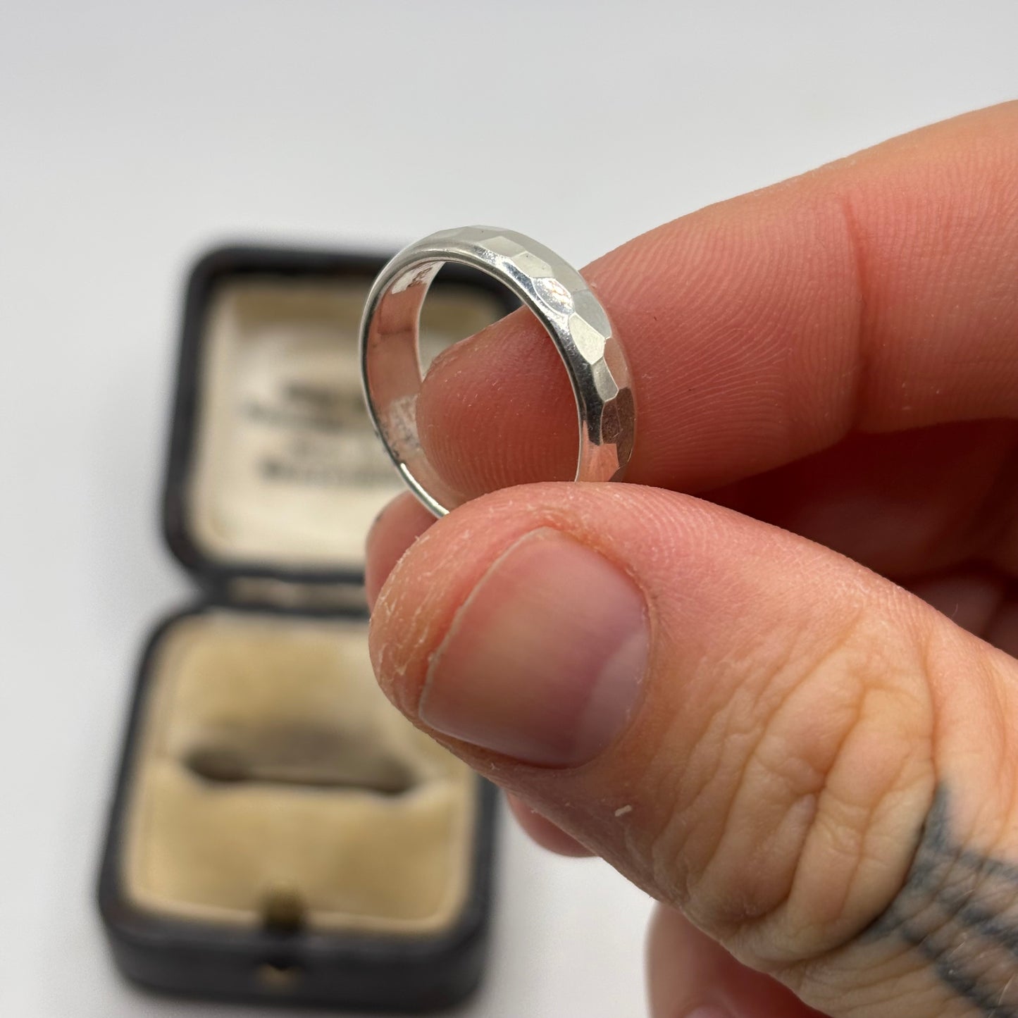 Silver Hammered Band Ring