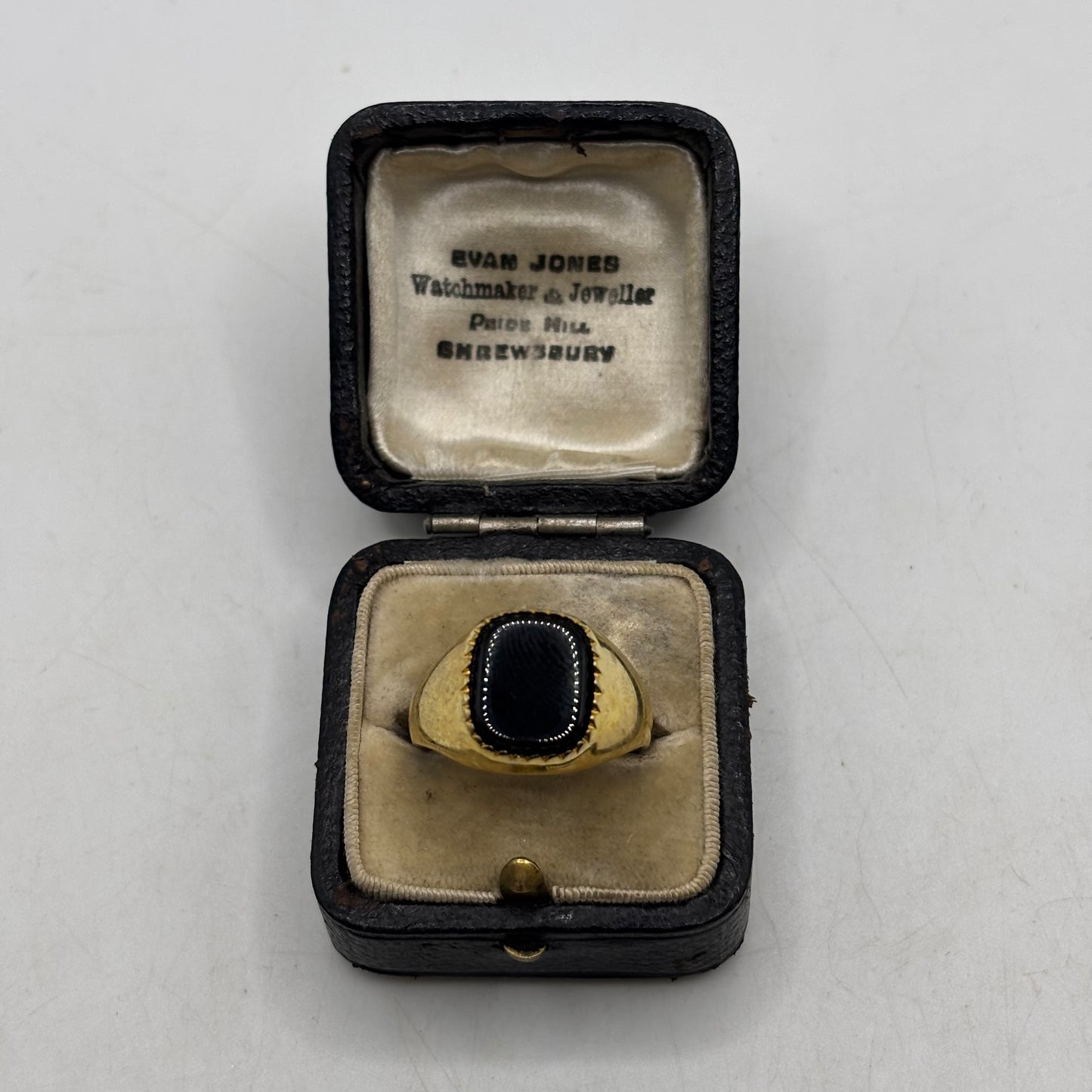 Silver Gold Plated Onyx Signet Ring (S)