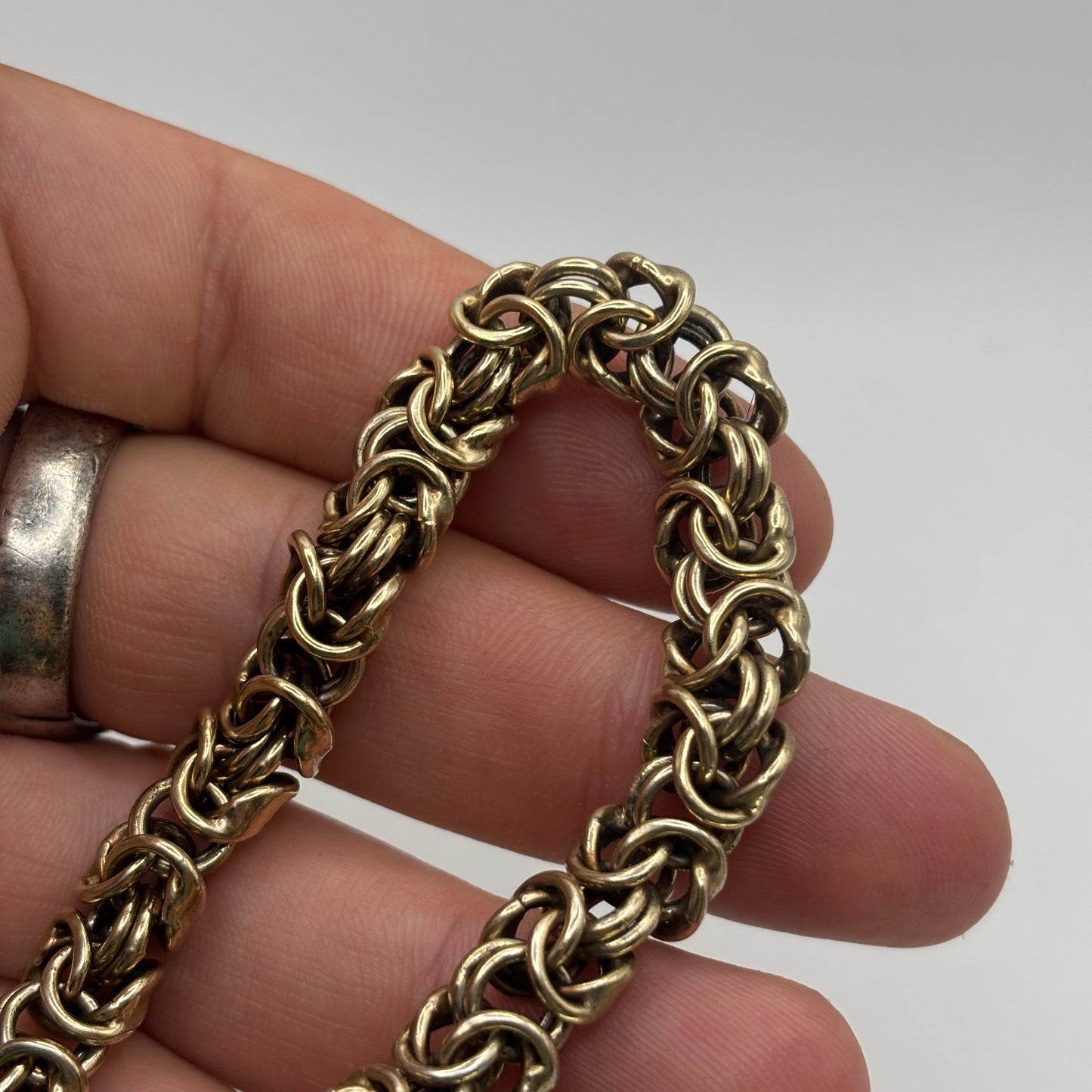 7.5” Gold On Silver Byzantine Bracelet
