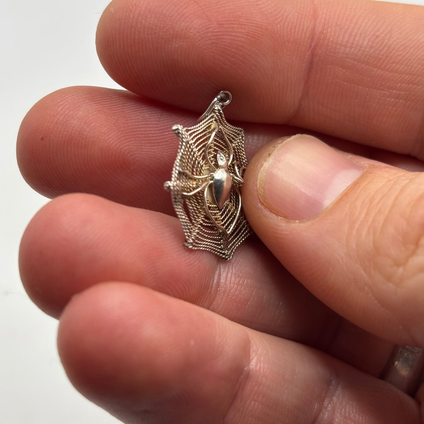 Silver Spider Web Pendant