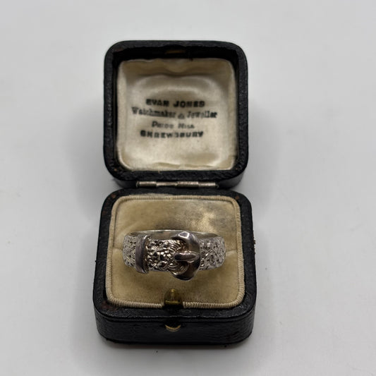 Silver Heavy Buckle Ring (V)
