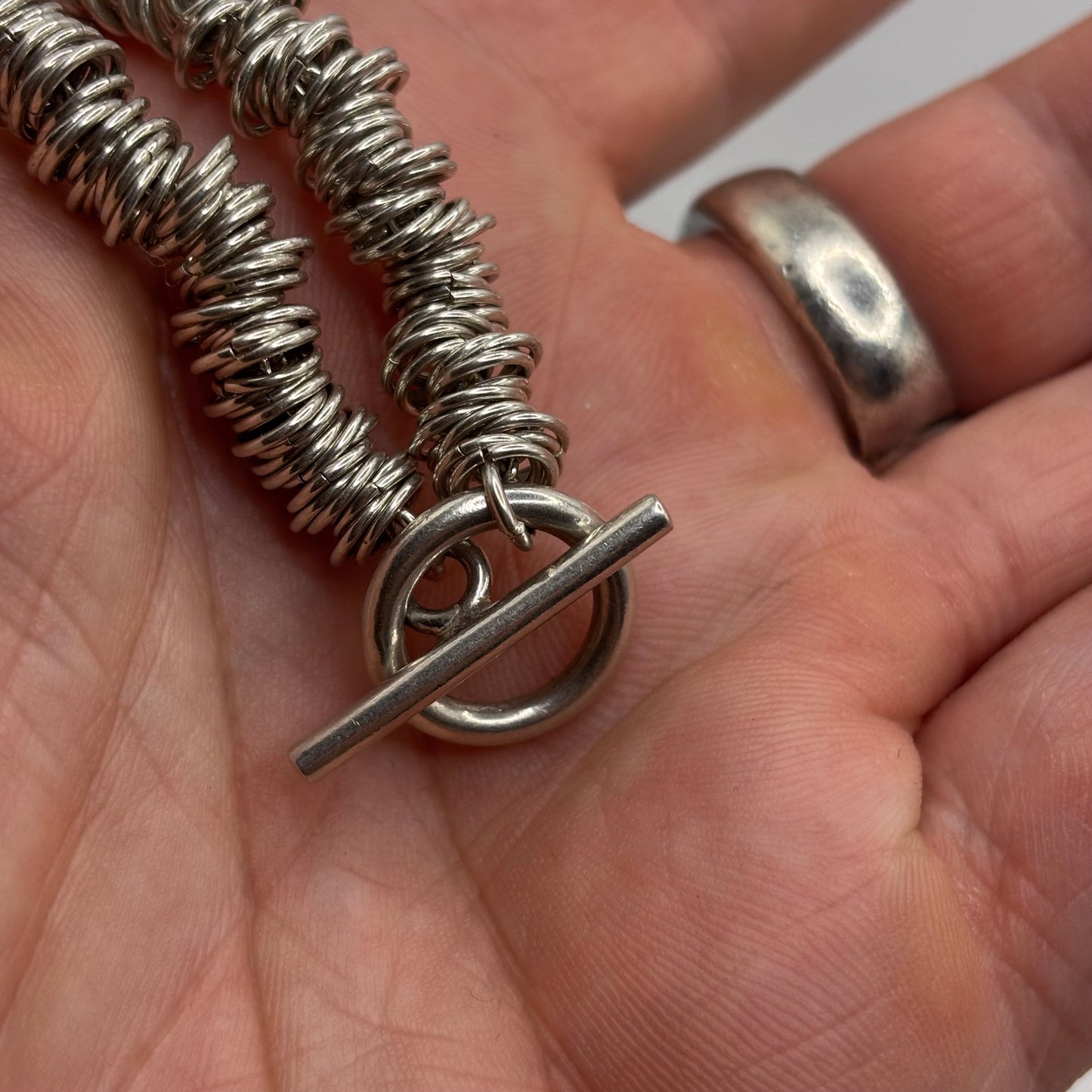 Silver 7.5” Heavy Unusual Bracelet