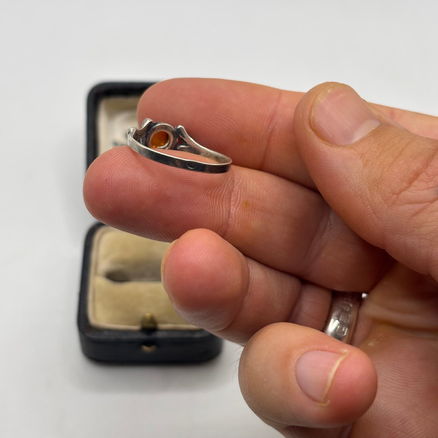 Silver Amber Ring
