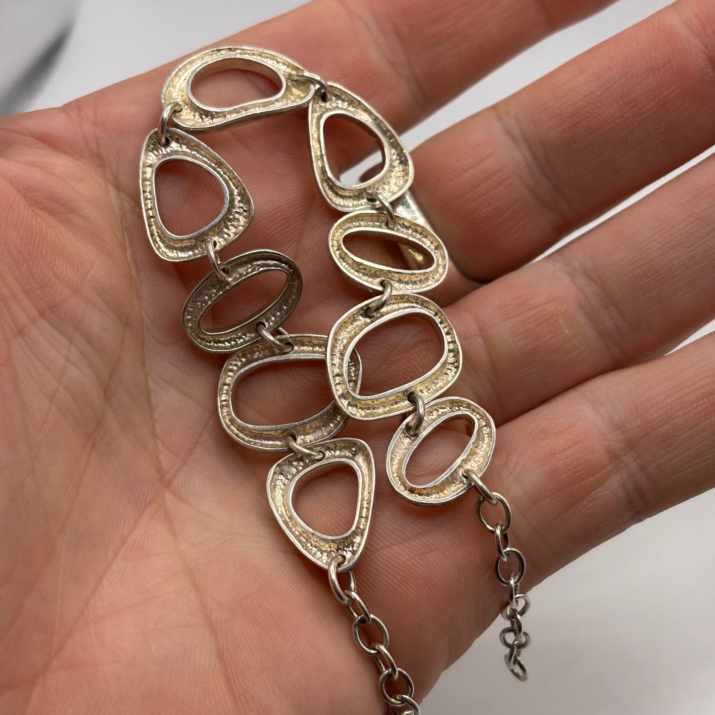 Silver 7.5”-8.5” Abstract Bracelet