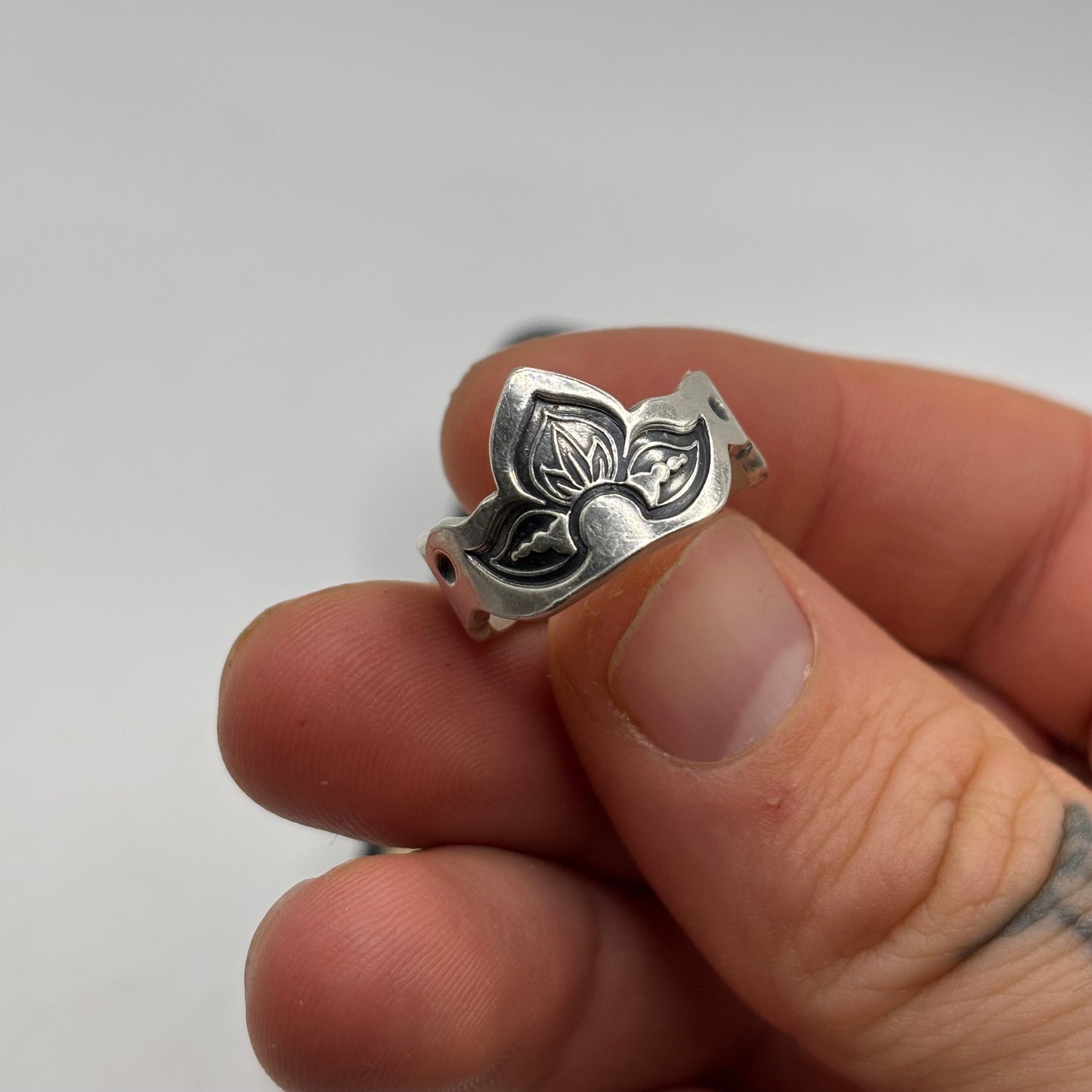 Silver Lotus Flower Band Ring