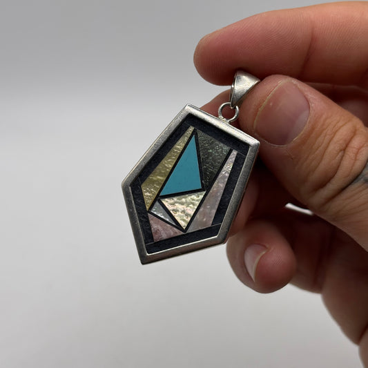 Silver Unusual Inlayed Pendant