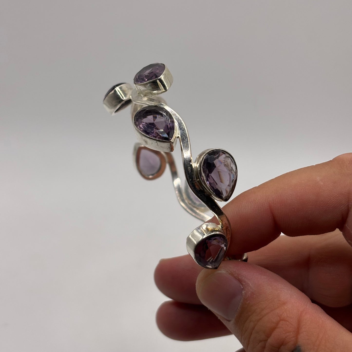 Silver Amethyst Bangle (65mm)