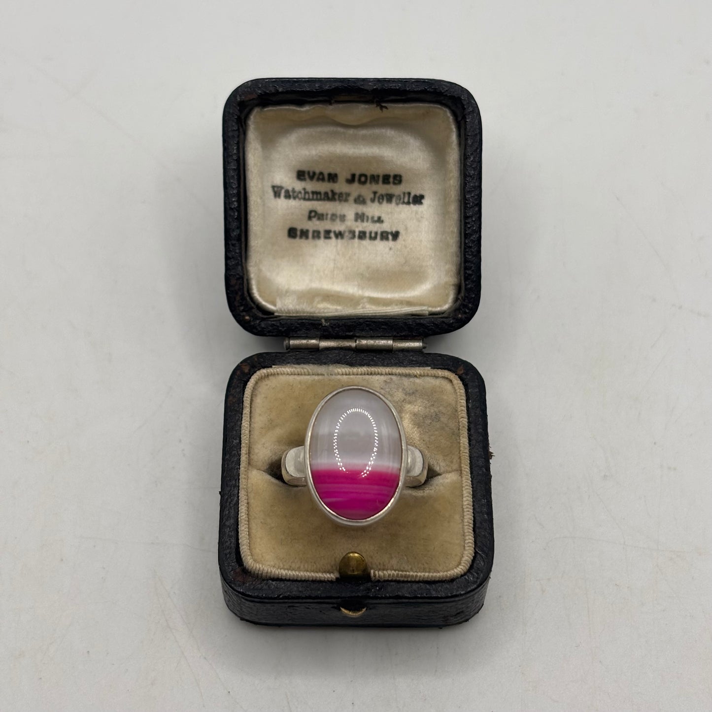 Silver Pink Agate Ring (Q)
