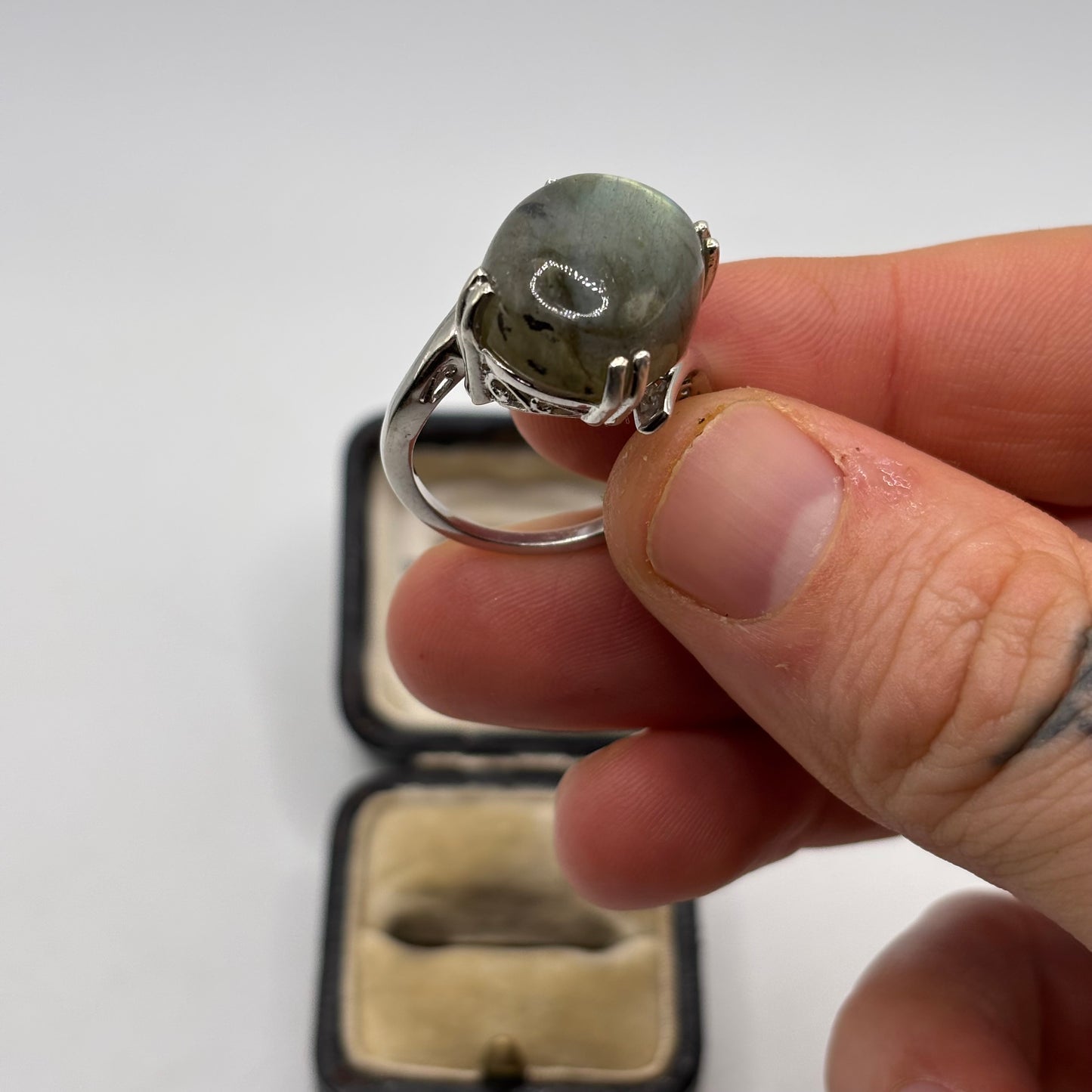 Silver Big Labradorite Ring