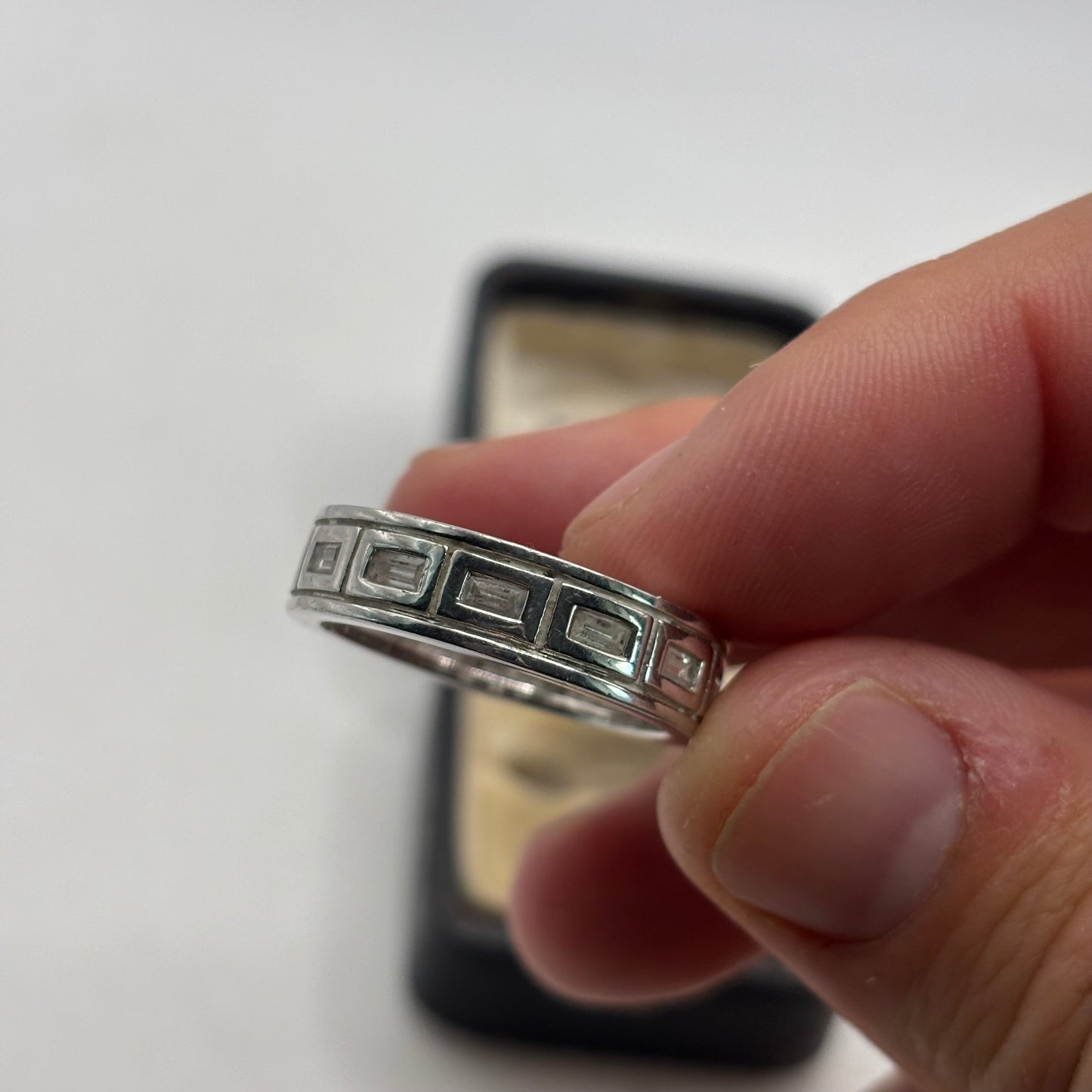 Silver CZ Band Ring (V)