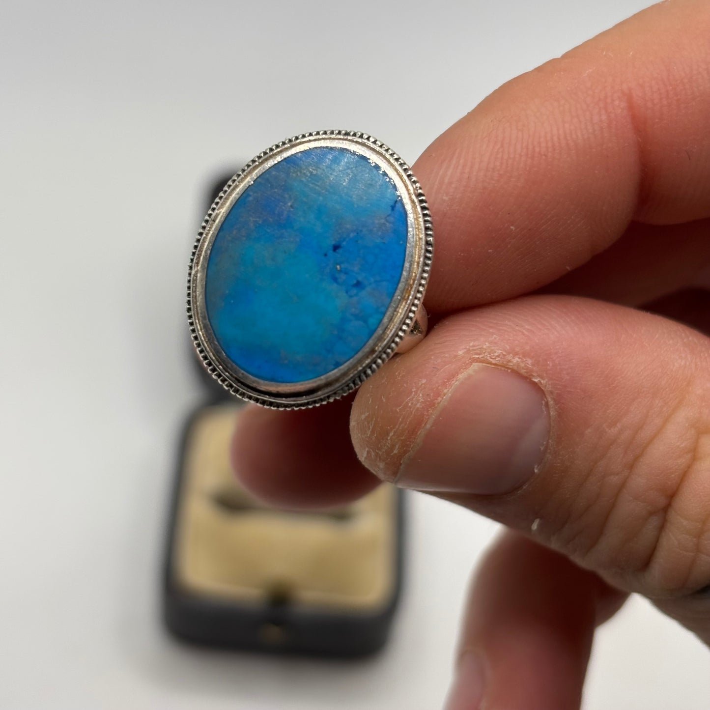 Silver Turquoise Oval Ring