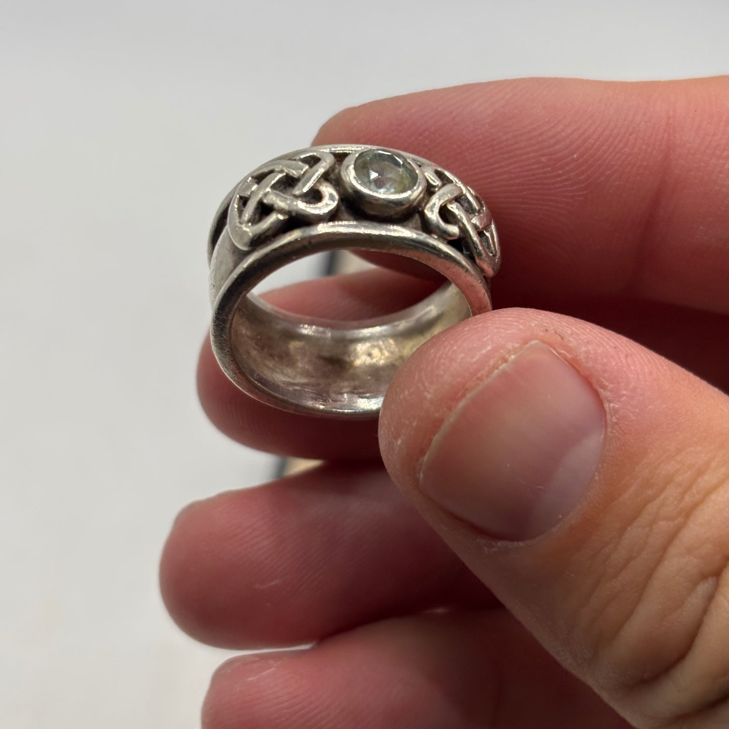 Silver Celtic Topaz Ring (P)