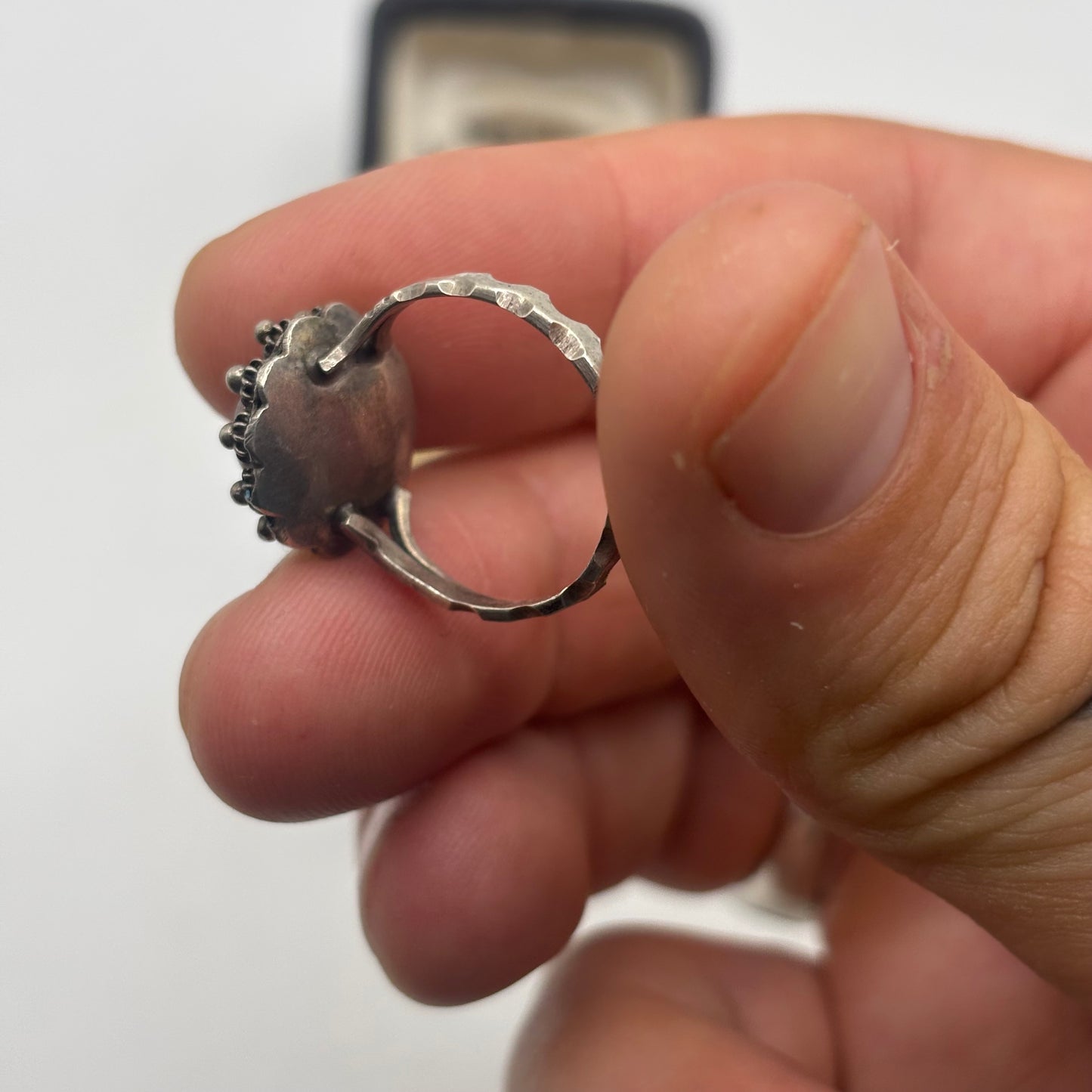 Silver 800 Grade Coral Ring