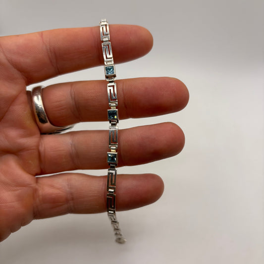 Silver 7” Blue Topaz Bracelet