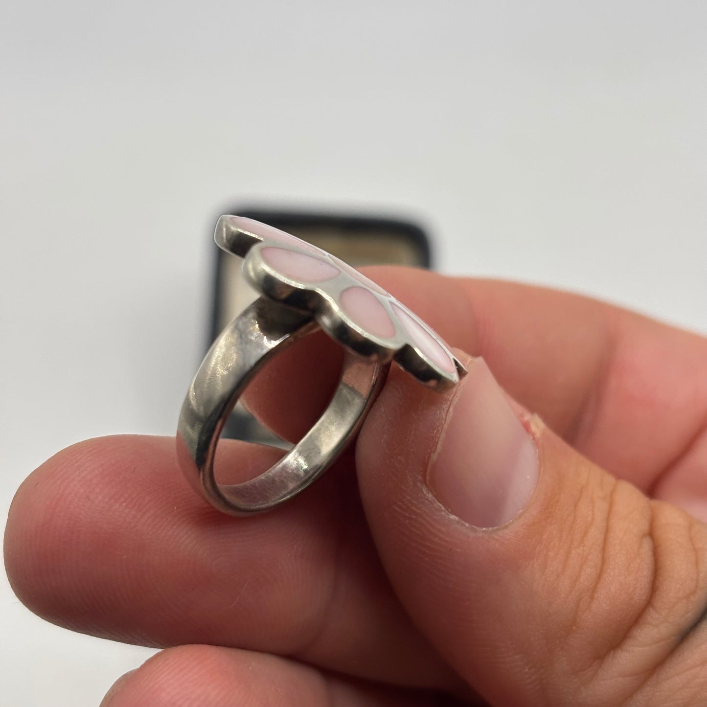 Silver Pearl Flower Ring (O)