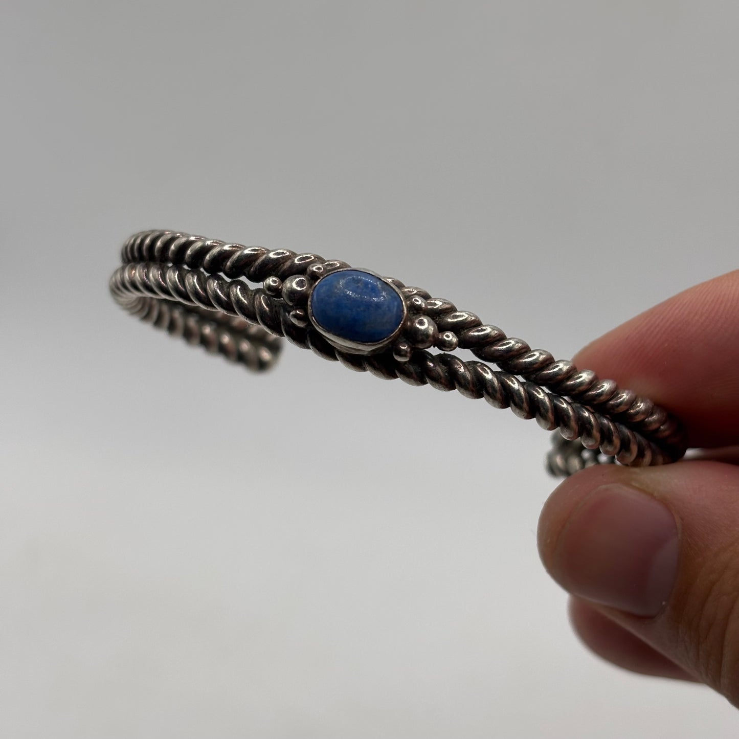 Silver Heavy Lapis Cuff (60mm)